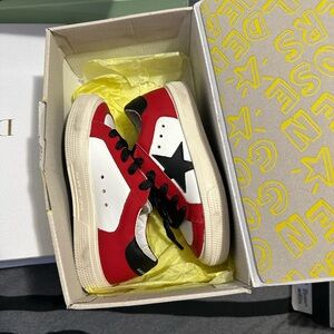 Red black and white golden goose sneakers #unisex